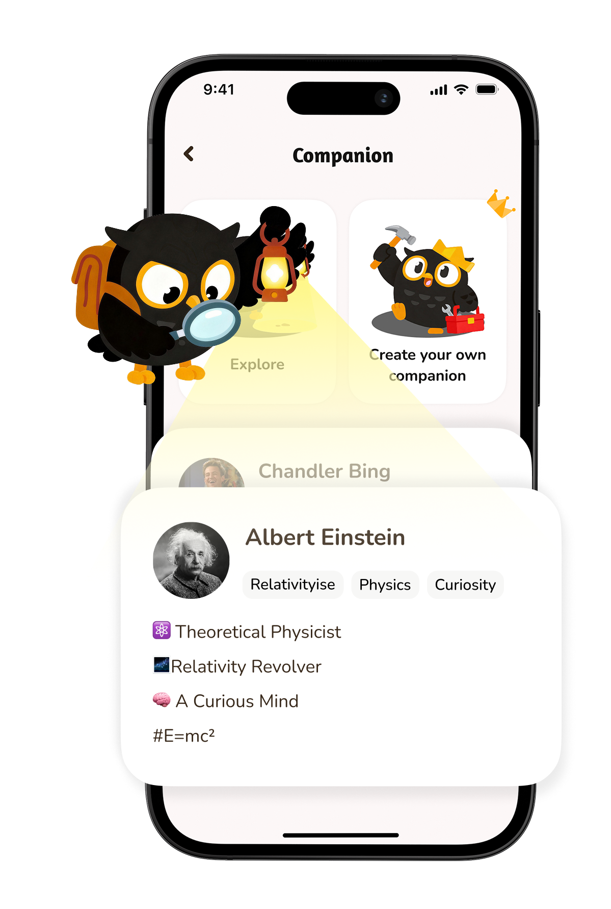 Glimmo AI Companion - chat with Einstein, Chandler Bing and custom characters
